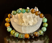 Tiger Eye & African Turquoise Beaded Bracelet for small wrists – Boost Confidence & Courage