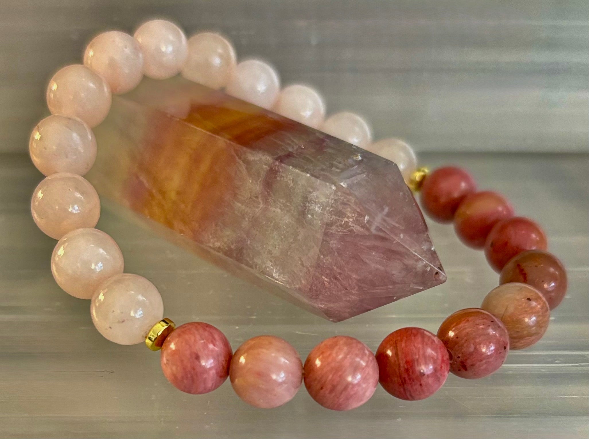 Rose Quartz & Rhodonite Bracelet – Love, Compassion & Emotional Healing 💗✨
