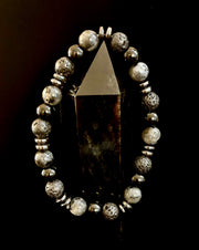 Men's Mystic Warrior Bracelet – Labradorite, Black Onyx & Lava Rock with Black Metal Spacers (Fits Large Wrists)