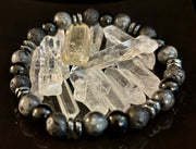Men's Mystic Warrior Bracelet – Labradorite, Black Onyx & Lava Rock with Black Metal Spacers (Fits Large Wrists)