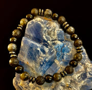 Men's Mystic Warrior Bracelet – Labradorite, Black Onyx & Lava Rock with Black Metal Spacers (Fits Large Wrists)