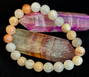 Handmade Flower Agate Bracelet – 8mm Natural Stone Beads for Small to Medium Wrists
