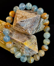 Aquatine Lemurian Calcite Bracelet – 8mm and 10mm Beads (Medium Wrists)