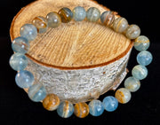 Aquatine Lemurian Calcite Bracelet – 8mm and 10mm Beads (Medium Wrists)