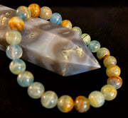 Aquatine Lemurian Calcite Bracelet – 8mm and 10mm Beads (Medium Wrists)