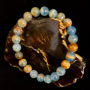 Aquatine Lemurian Calcite Bracelet – 8mm and 10mm Beads (Medium Wrists)