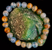 Aquatine Lemurian Calcite Bracelet – 8mm and 10mm Beads (Medium Wrists)
