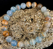 Aquatine Lemurian Calcite Bracelet – 8mm and 10mm Beads (Medium Wrists)