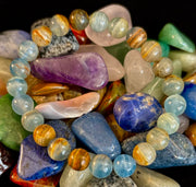 Aquatine Lemurian Calcite Bracelet – 8mm and 10mm Beads (Medium Wrists)