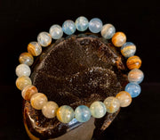 Aquatine Lemurian Calcite Bracelet – 8mm and 10mm Beads (Medium Wrists)