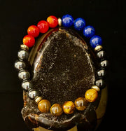 The Element of Power Multi-Gemstone Protection & Vitality Bracelet with Hematite, Tiger Eye, Lapis & Red Jasper