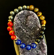 The Element of Power Multi-Gemstone Protection & Vitality Bracelet with Hematite, Tiger Eye, Lapis & Red Jasper