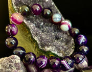 Reiki-Infused Genuine Dog Tooth Amethyst Statement Bracelet for Spiritual Shielding, Intuition & Deep Harmony (12mm)