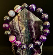 Reiki-Infused Genuine Dog Tooth Amethyst Statement Bracelet for Spiritual Shielding, Intuition & Deep Harmony (12mm)