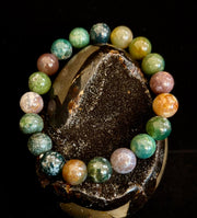 Indian Agate Bracelet 6mm, 8mm & 10mm – Reiki-Infused Grounding, Balance & Protection Jewelry (Multiple Wrist Sizes)