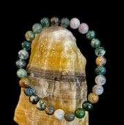 Indian Agate Bracelet 6mm, 8mm & 10mm – Reiki-Infused Grounding, Balance & Protection Jewelry (Multiple Wrist Sizes)