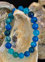 Ocean Energy Blue Agate Reiki-Infused Calm & Communication Bracelet (Medium Wrist)