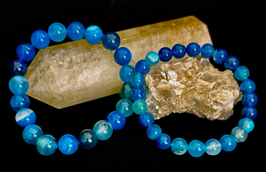 Ocean Energy Blue Agate Reiki-Infused Calm & Communication Bracelet (Medium Wrist)