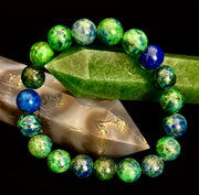 Azurite Beaded Stretch Bracelet – 8mm & 10mm Options | Spiritual Clarity & Deep Healing