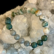 Tree Agate, Moss Agate & Burmese Jade Bracelet – Grounded Energy & New Beginnings