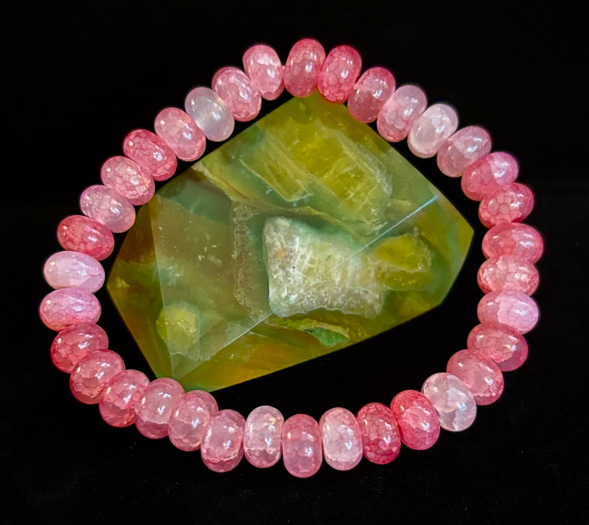 Pink Agate Rondelle Bracelet – Self-Love & Emotional Healing | Medium Wrists