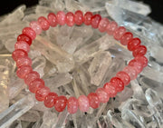 Pink Agate Rondelle Bracelet – Self-Love & Emotional Healing | Medium Wrists