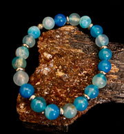 Blue Striped Agate Bracelet – Calming Energy for Small to Medium Wrists