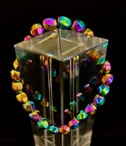 Rainbow Hematite Geometric Beaded Bracelet – LGBTQ+ Pride & Power for Medium and Large Wrists