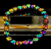 Rainbow Hematite Geometric Beaded Bracelet – LGBTQ+ Pride & Power for Medium and Large Wrists