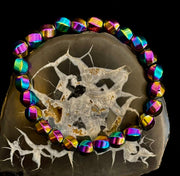 Rainbow Hematite Geometric Beaded Bracelet – LGBTQ+ Pride & Power for Medium and Large Wrists