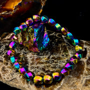 Rainbow Hematite Geometric Beaded Bracelet – LGBTQ+ Pride & Power for Medium and Large Wrists