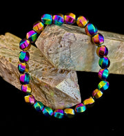 Rainbow Hematite Geometric Beaded Bracelet – LGBTQ+ Pride & Power for Medium and Large Wrists