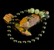 White-Grayish Green Natural Stone Stretchy Unisex Bracelet – Medium Wrists