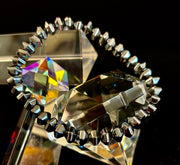 Faceted Hematite Geometric Beaded Bracelet – Strength & Style for Medium to Large Wrists