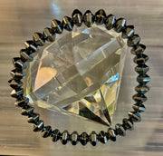 Faceted Hematite Geometric Beaded Bracelet – Strength & Style for Medium to Large Wrists