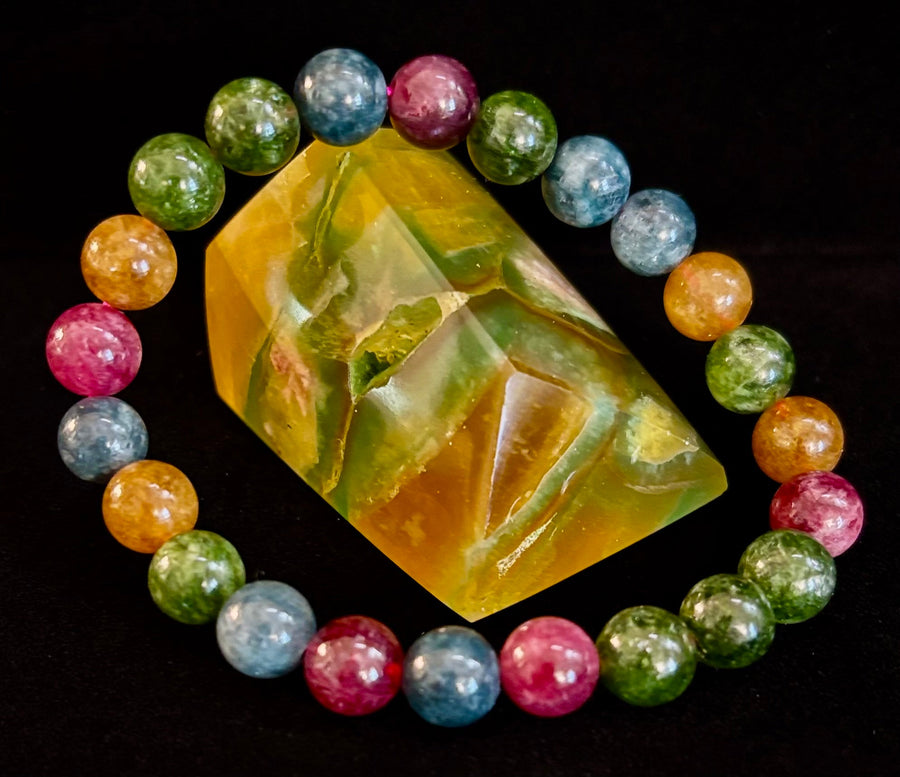 Multicolor Tourmaline Bracelet – Reiki-Infused Balance, Protection & Emotional Healing Jewelry (Medium Wrist)