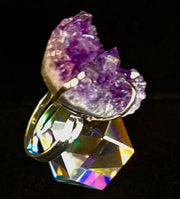 Natural Amethyst Geode Statement Ring – Handmade in Brazil