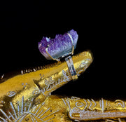 Natural Amethyst Geode Statement Ring – Handmade in Brazil