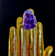 Natural Amethyst Geode Statement Ring – Handmade in Brazil