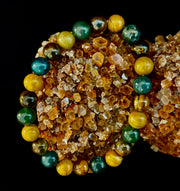 Moss Agate, Yellow Tiger Eye & Wood Jasper Bracelet – 8mm Beads for Large Wrists