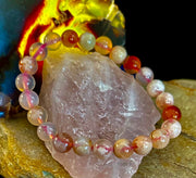 🌸 Pink Flower Agate (Cherry Agate) Bracelet – 8mm Beads, Small to Medium Wrists