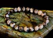 ⚫⚪ Zebra Stone Bracelet – 8mm Beads, Medium Wrists