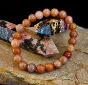 🍓 Dark Strawberry Quartz Bracelet – 8mm Beads, Medium Wrists