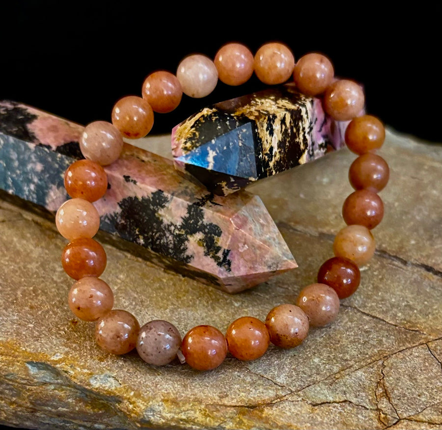 🍓 Dark Strawberry Quartz Bracelet – 8mm Beads, Medium Wrists