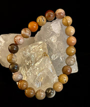 🌳 Petrified Wood Bracelet – 8mm Beads, Medium Wrists