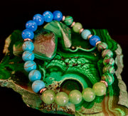 Anxiety Relief Healing Bracelet – Fits Large Wrists (Malachite, Green Aventurine, Turquoise, and Aquamarine)