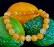 Orange Agate Beaded Bracelet – 8mm Natural Stones (Medium to Large Wrists)