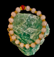Love Surrounds You Bracelet – Rose Quartz & Banded Carnelian with Gold Accents