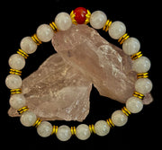 Love Surrounds You Bracelet – Rose Quartz & Banded Carnelian with Gold Accents