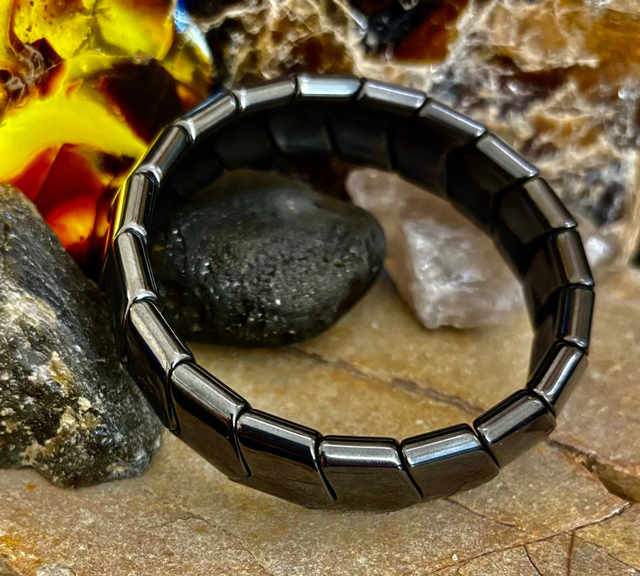 Steel Grounded Strength Bracelet | Natural Stone Beaded Jewelry (Medium–Large Wrists)